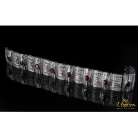 Pulsera ancha oro blanco diamantes y rubíes