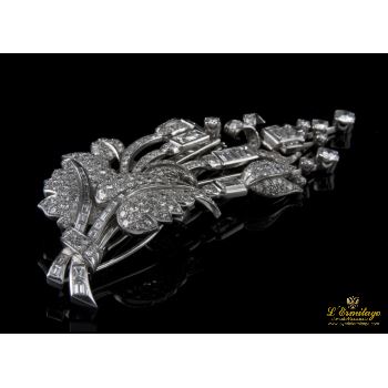 BROCHES / ALFILERES<BR>BROCHE-ALFILER RAMO PLATINO Y DIAMANTE... · ref.: PRESENTA CERTIFICADO...