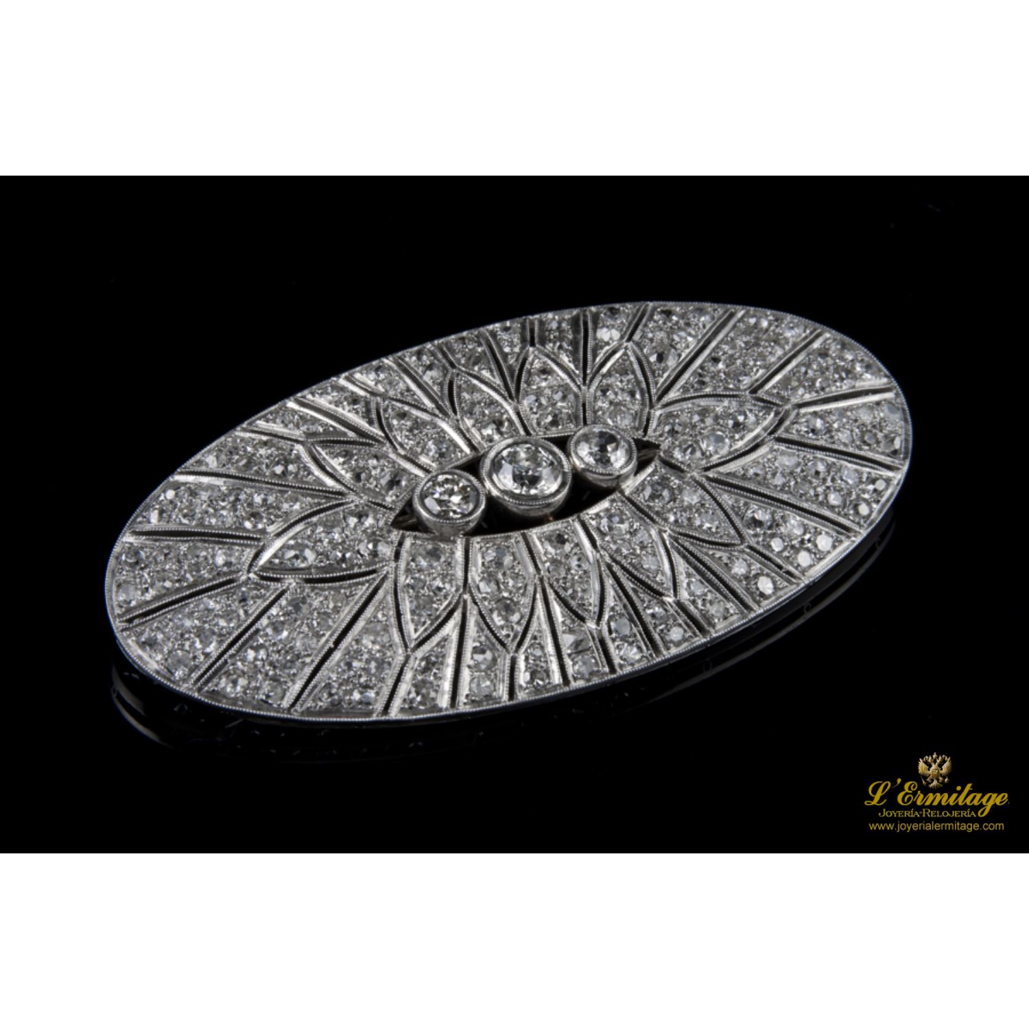 Broche-alfiler art déco oro blanco y diamantes