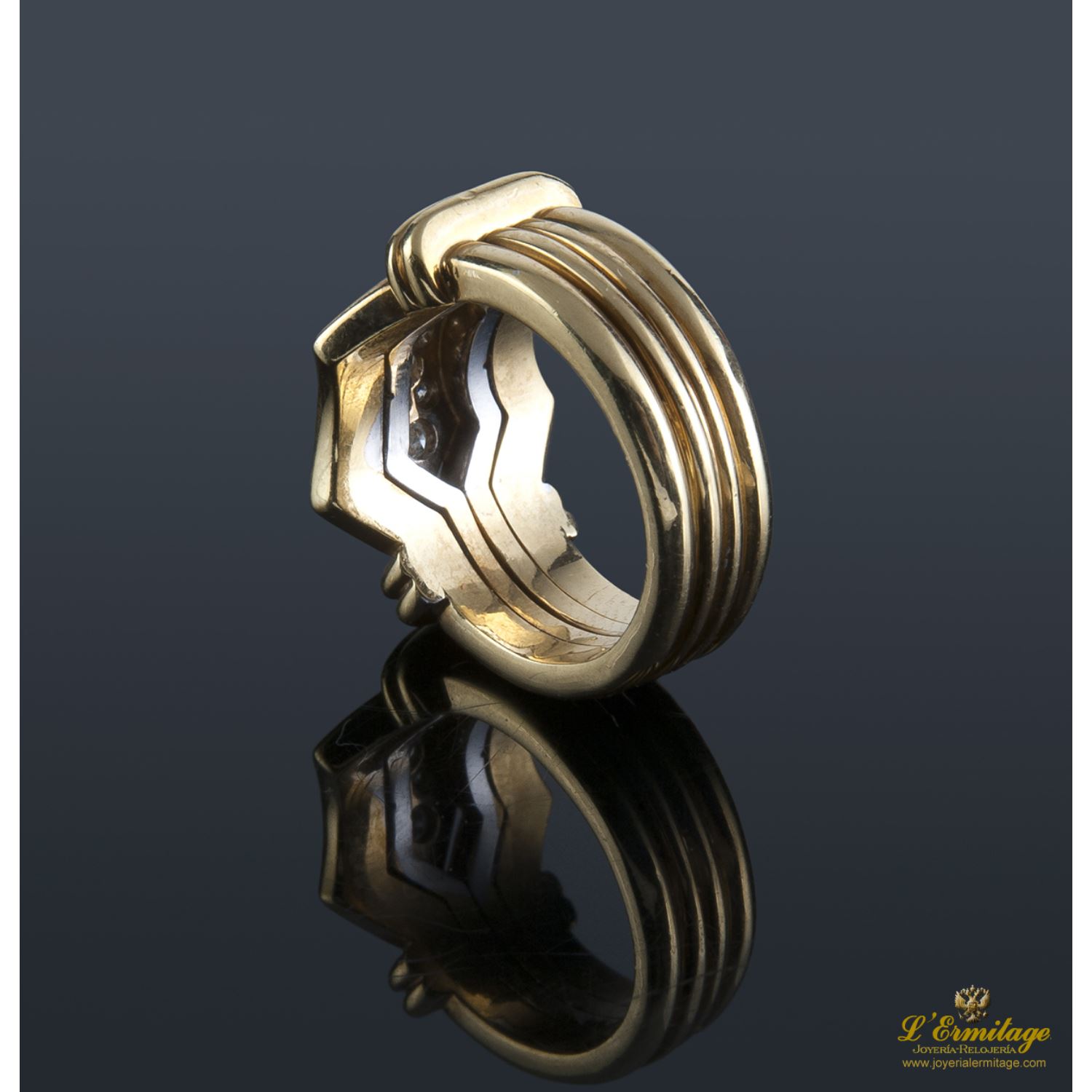 Sortija oro amarillo y diamantes 