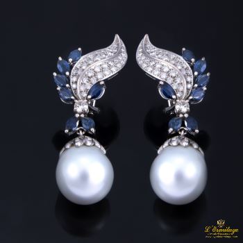 PENDIENTES<BR>PENDIENTE COLGANTES ORO BLANCO ZAFIROS... · ref.: (CXOR) 