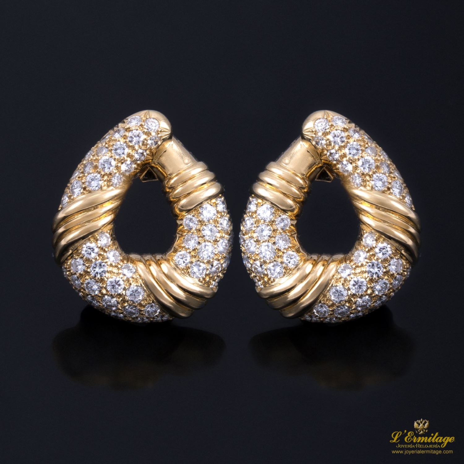 Pendientes aro oro amarillo y diamantes