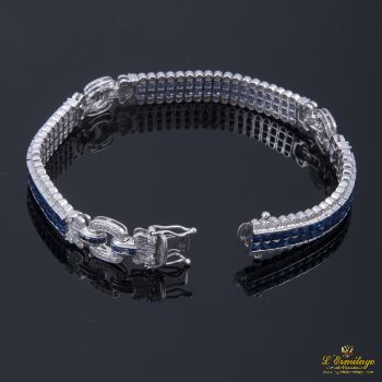 PULSERAS<BR>PULSERA ANTIGUA ORO BLANCO ZAFIROS Y D... · ref.: (OIM)