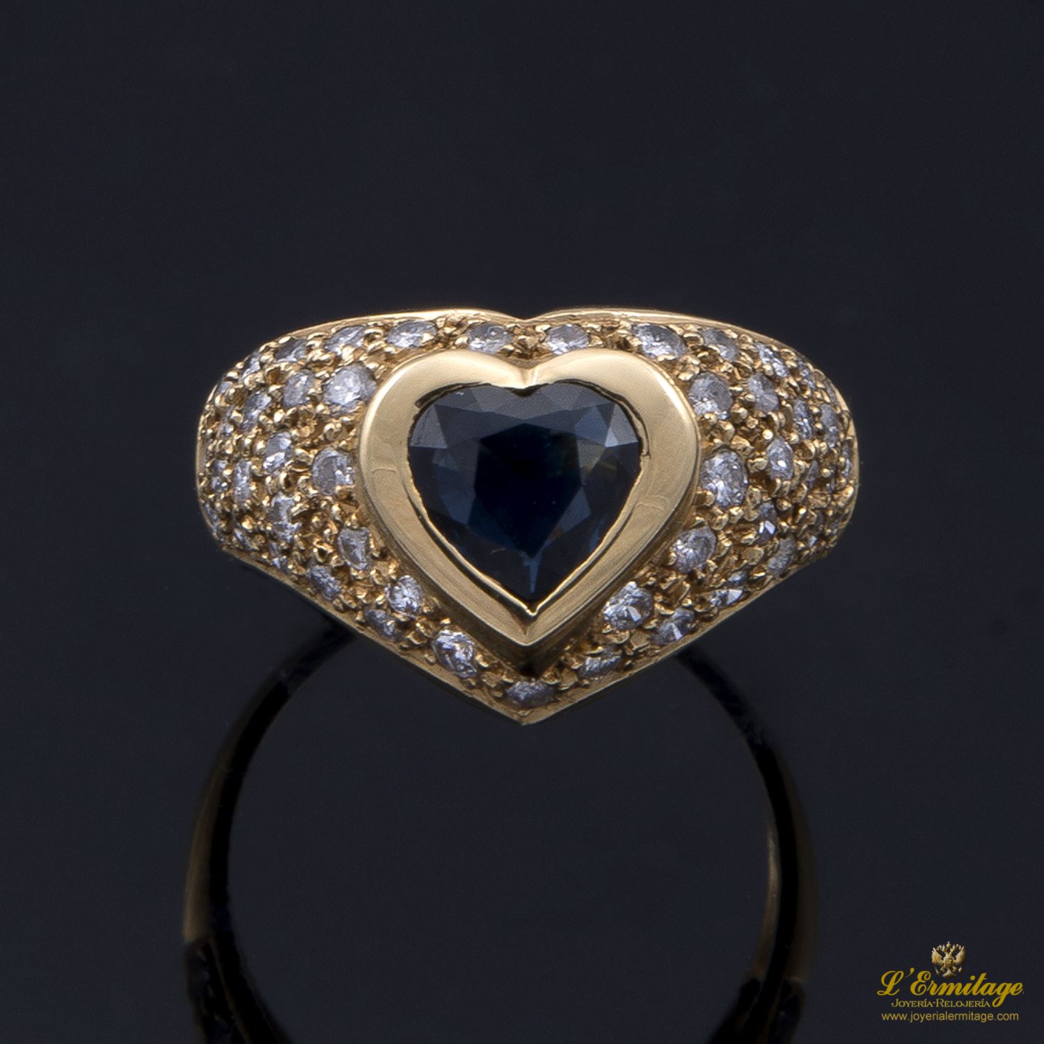 Sortija oro amarillo zafiro y diamantes 