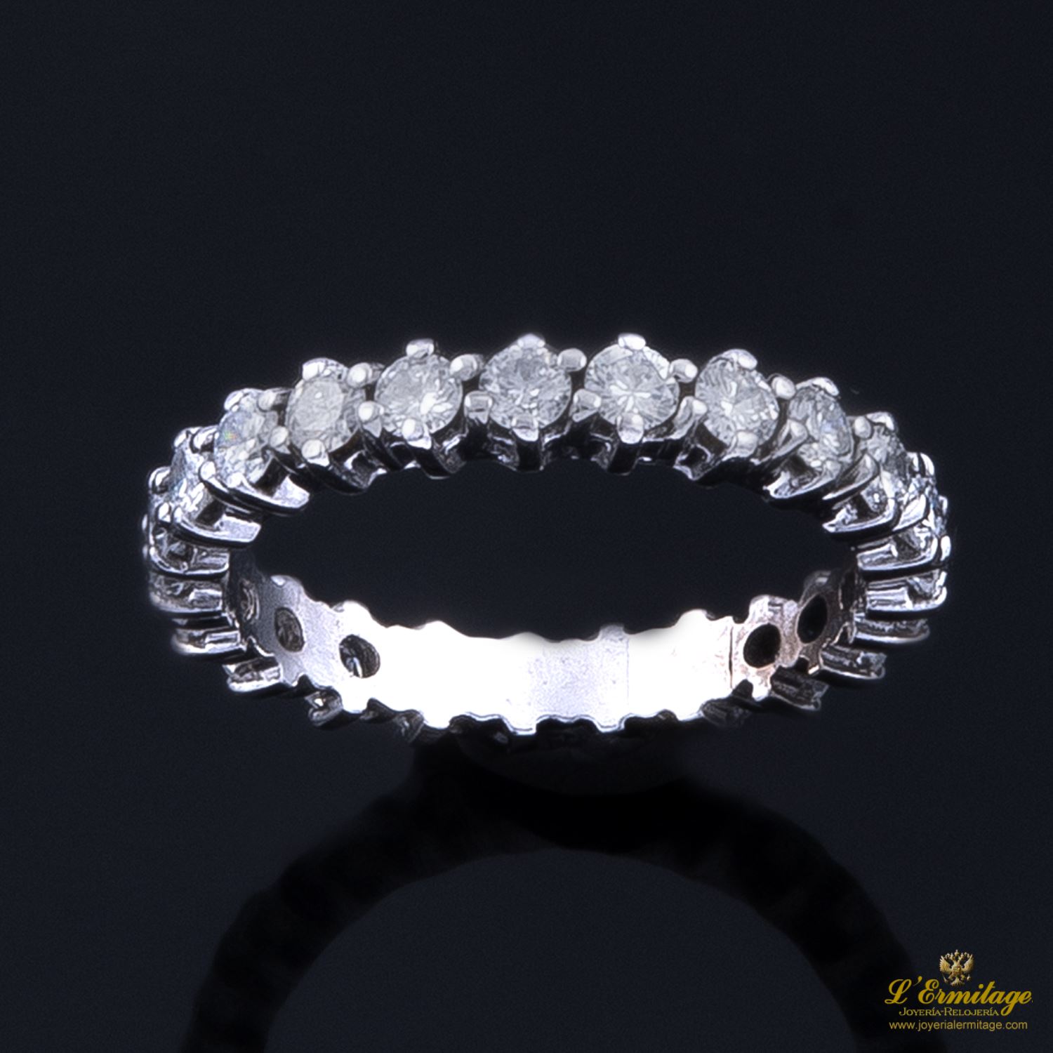 Sortija alianza catalana oro blanco y diamantes. Talla nº 19.