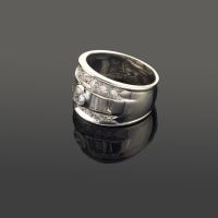 Sortija en oro blanco con brillantes y diamantes