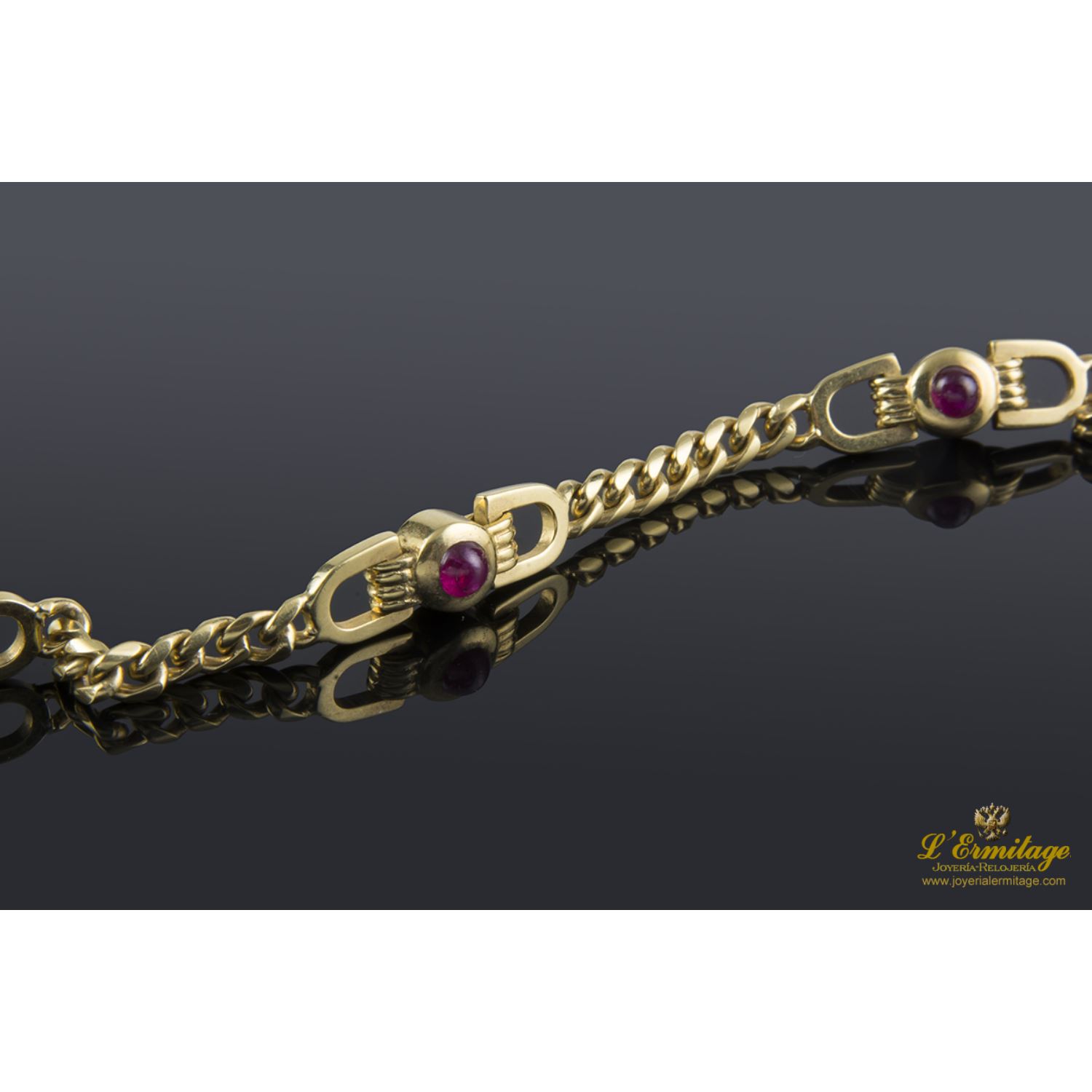 Pulsera oro amarillo y rubíes