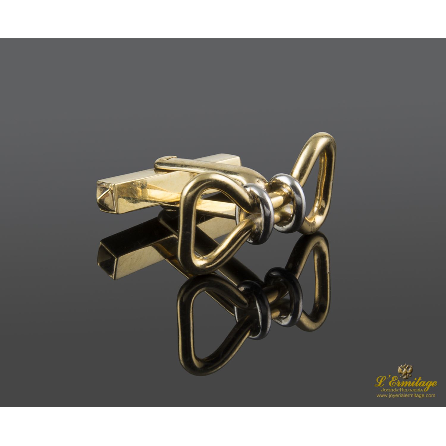 Gemelos oro amarillo  y blanco en lazo 