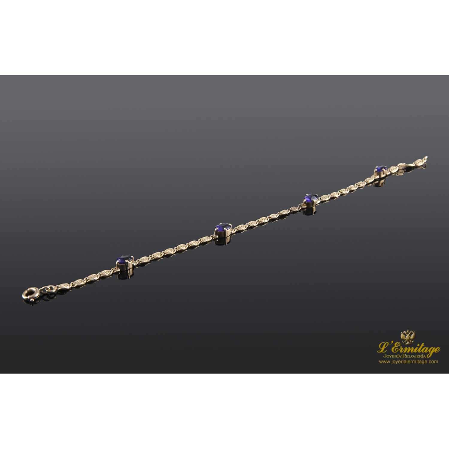 Pulsera oro amarillo y amatistas