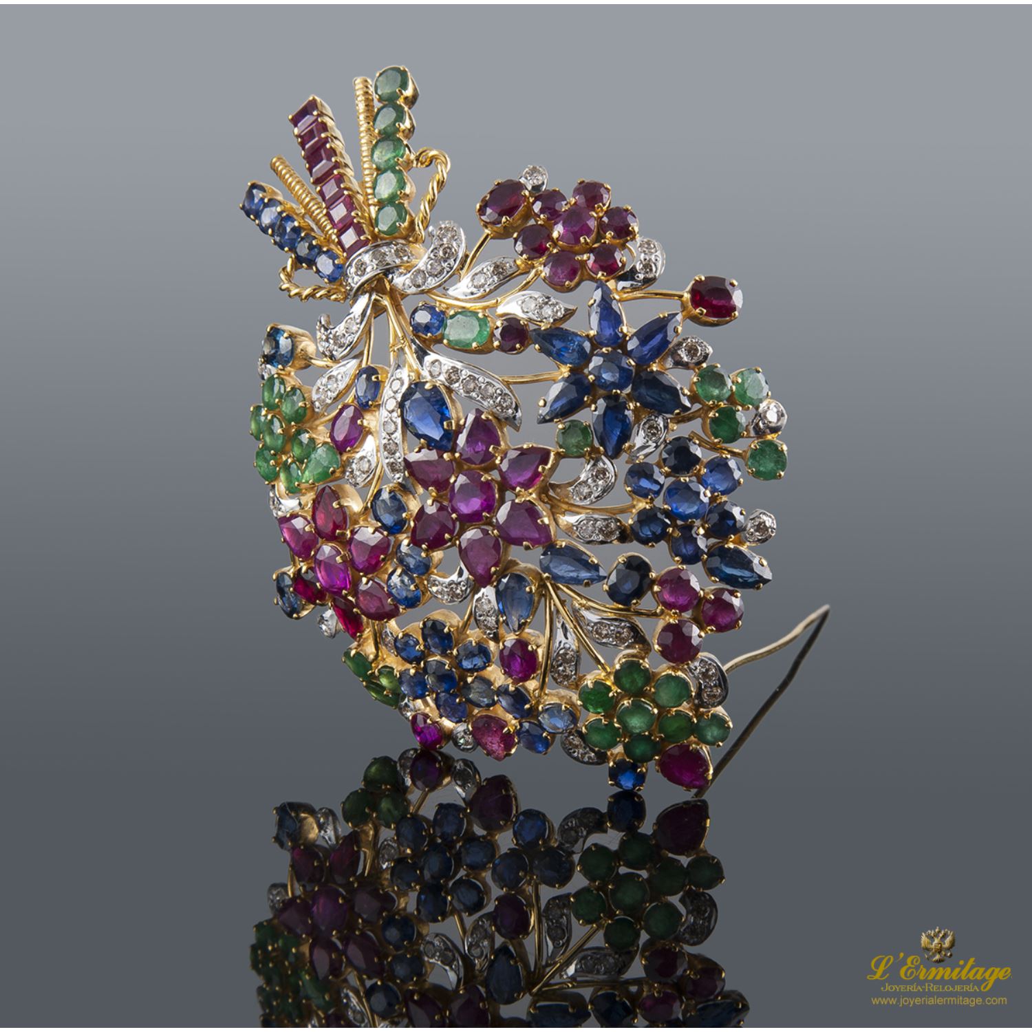 Broche oro amarillo tutti-fruti