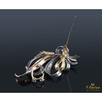 Broche antiguo oro amarillo y plata con diamantes