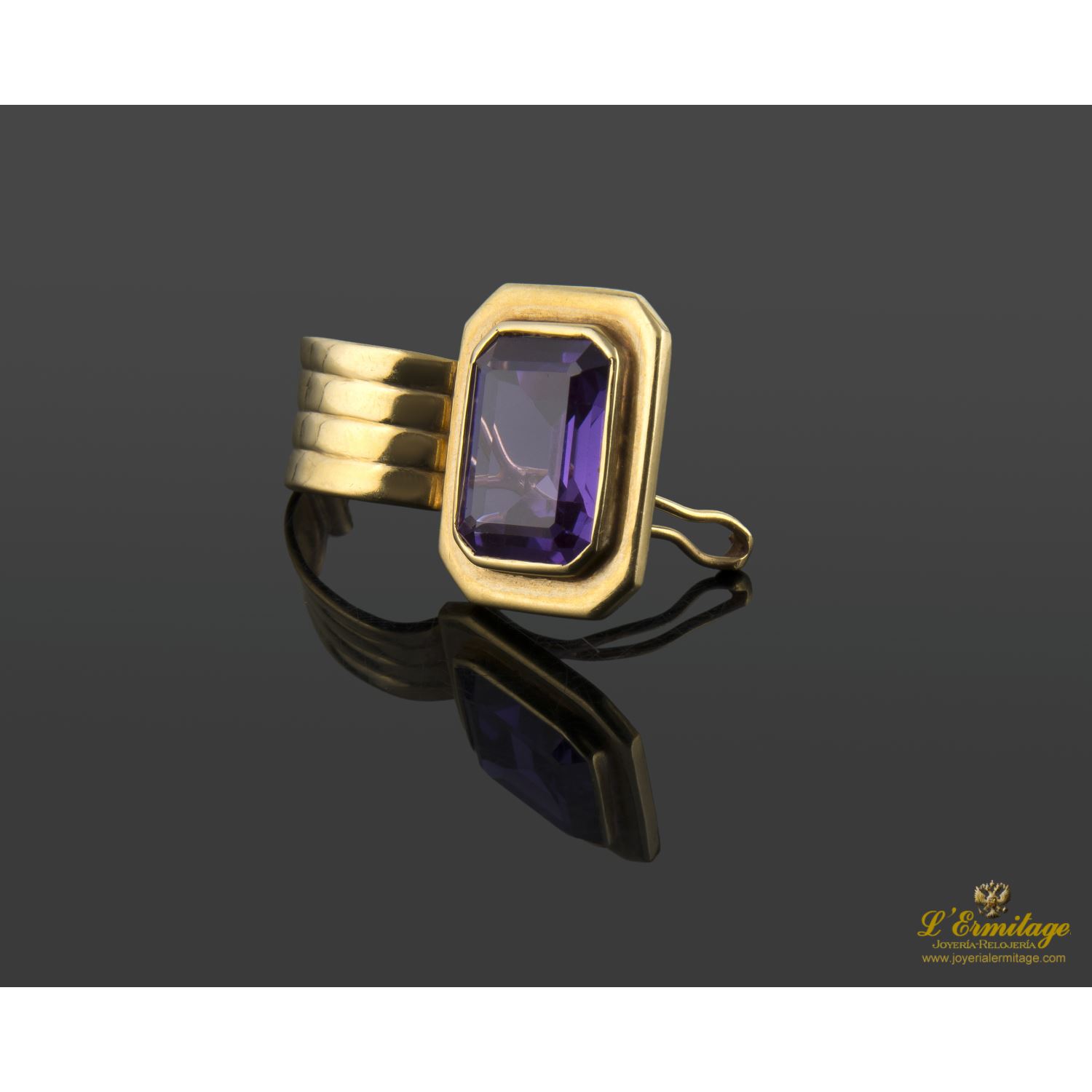 Colgante oro amarillo y amatista natural