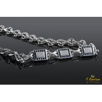 Gargantilla oro blanco zafiros y diamantes.