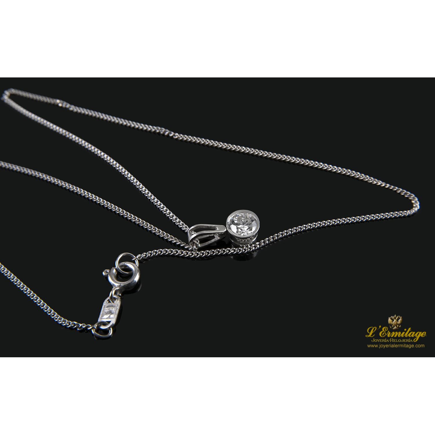 Gargantilla solitario oro blanco