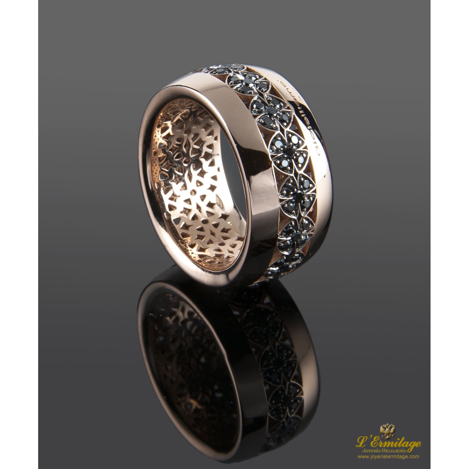 Sortija calada oro rosa y zafiros. Nº 15 