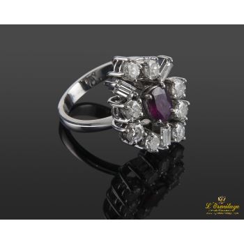 ANILLOS / SORTIJAS<BR>SORTIJA ORO BLANCO RUBI Y BTES. · ref.: (IMX)