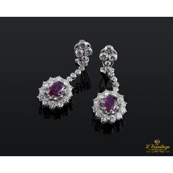 PENDIENTES<BR>PENDIENTES COLGANTES ORO BLANCO RUBÍES... · ref.: (RCIM) 