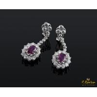 PENDIENTES<BR>PENDIENTES COLGANTES ORO BLANCO RUBÍES...