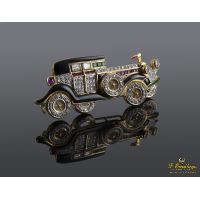 Broche-alfiler coche clasico diamantes esmeraldas y rubíes