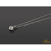 Gargantilla solitario oro blanco.  44Cm largo.