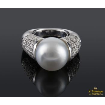 ANILLOS / SORTIJAS<BR>SORTIJA EN ORO BLANCO CON PERLA AUSTRA... · ref.: CMI