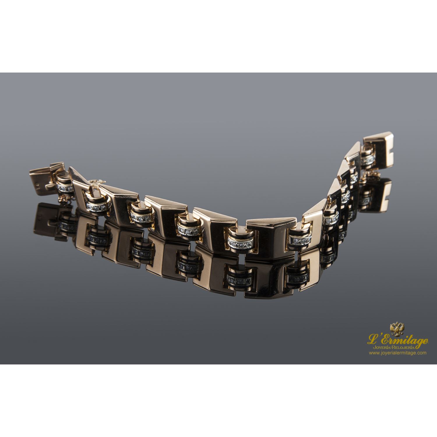 Pulsera oro rosa y diamantes