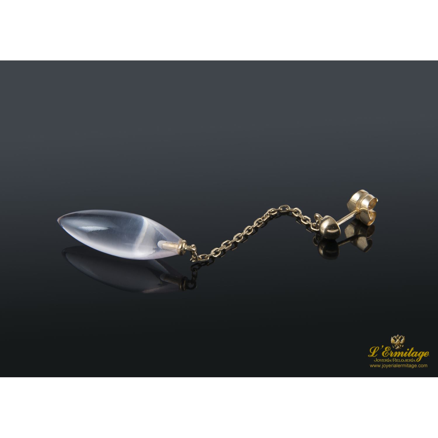 Pendientes oro amarillo y cuarzo