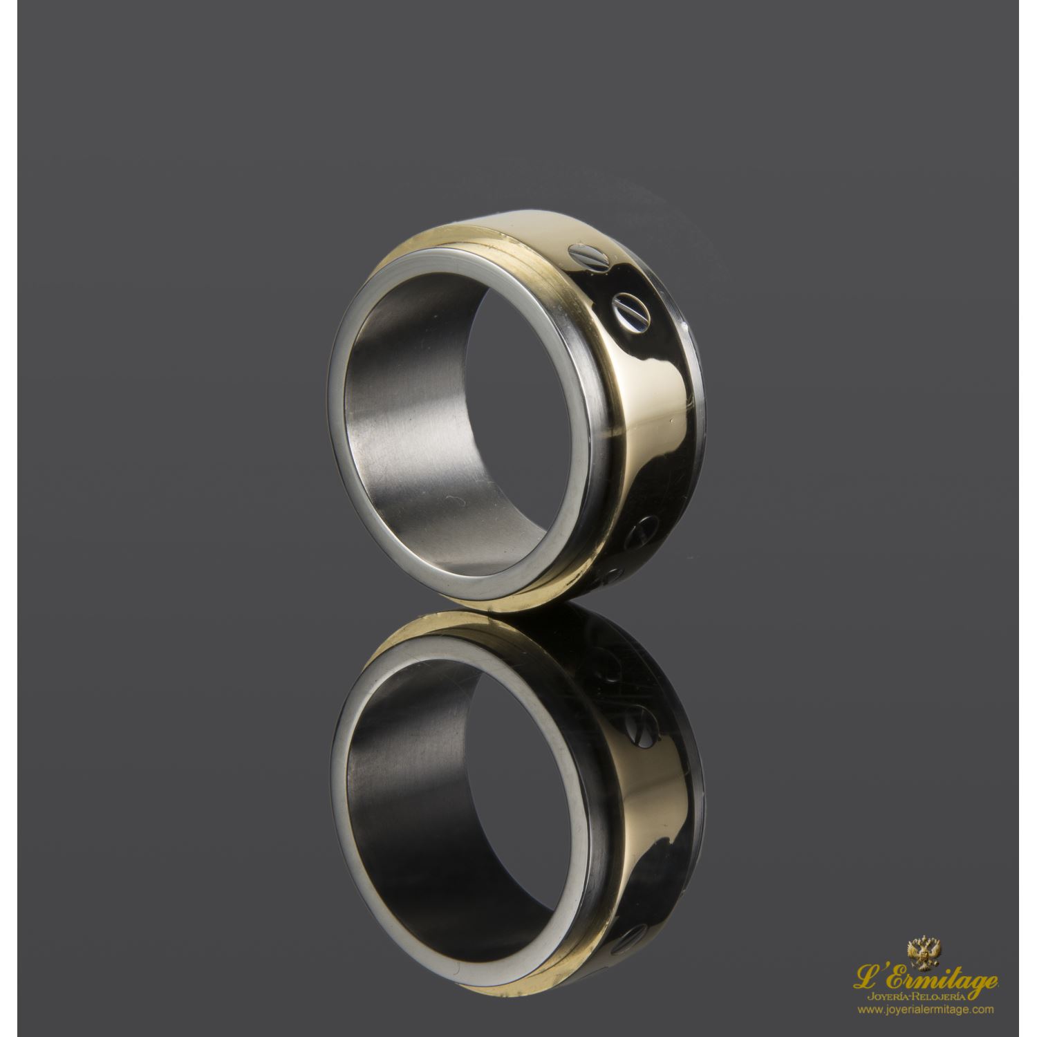 Anillo love acero y oro xl 