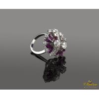 ANILLOS / SORTIJAS<BR>SORTIJA ORO BLANCO BRILLANTES Y RUBÍES...