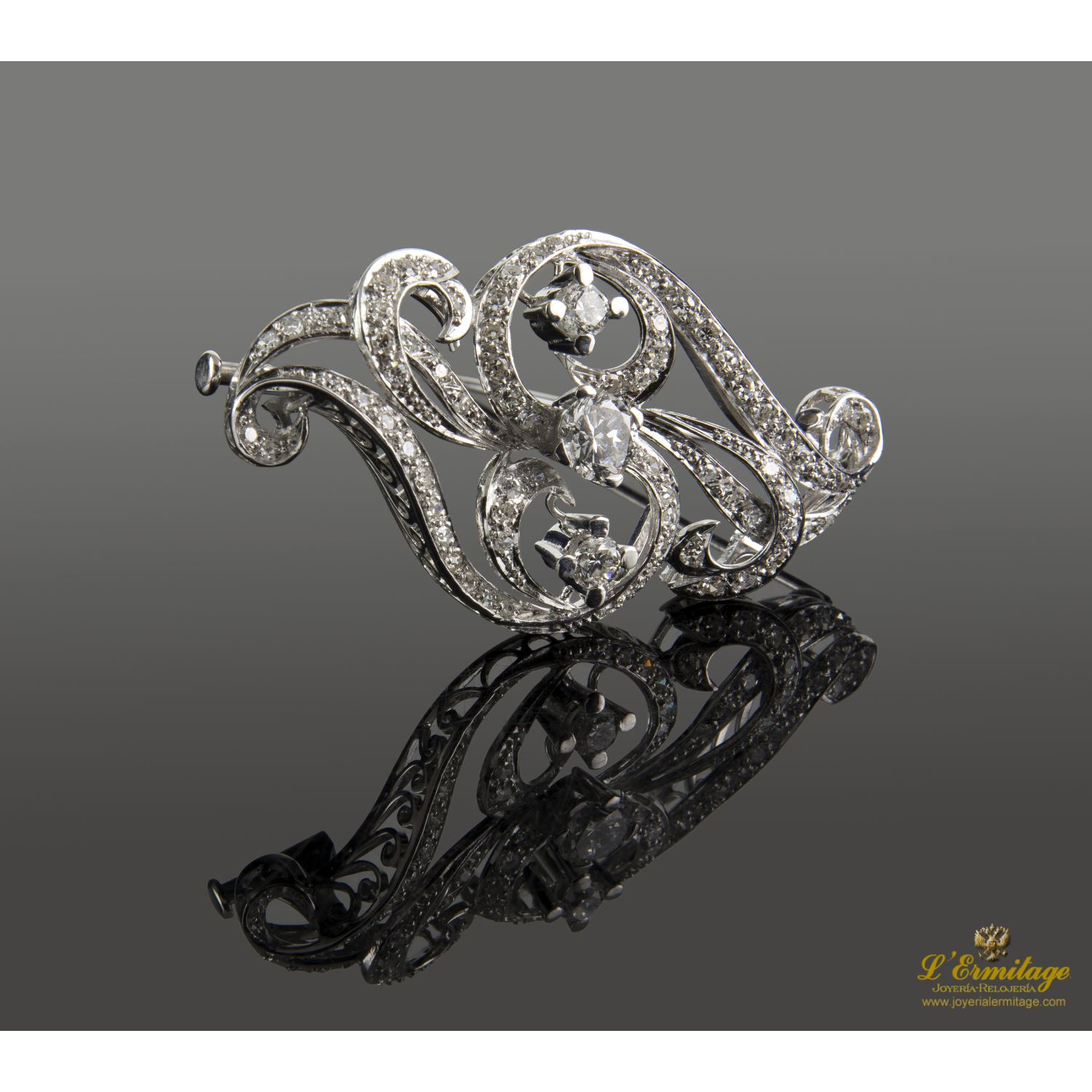 Broche-alfiler oro blanco y diamantes