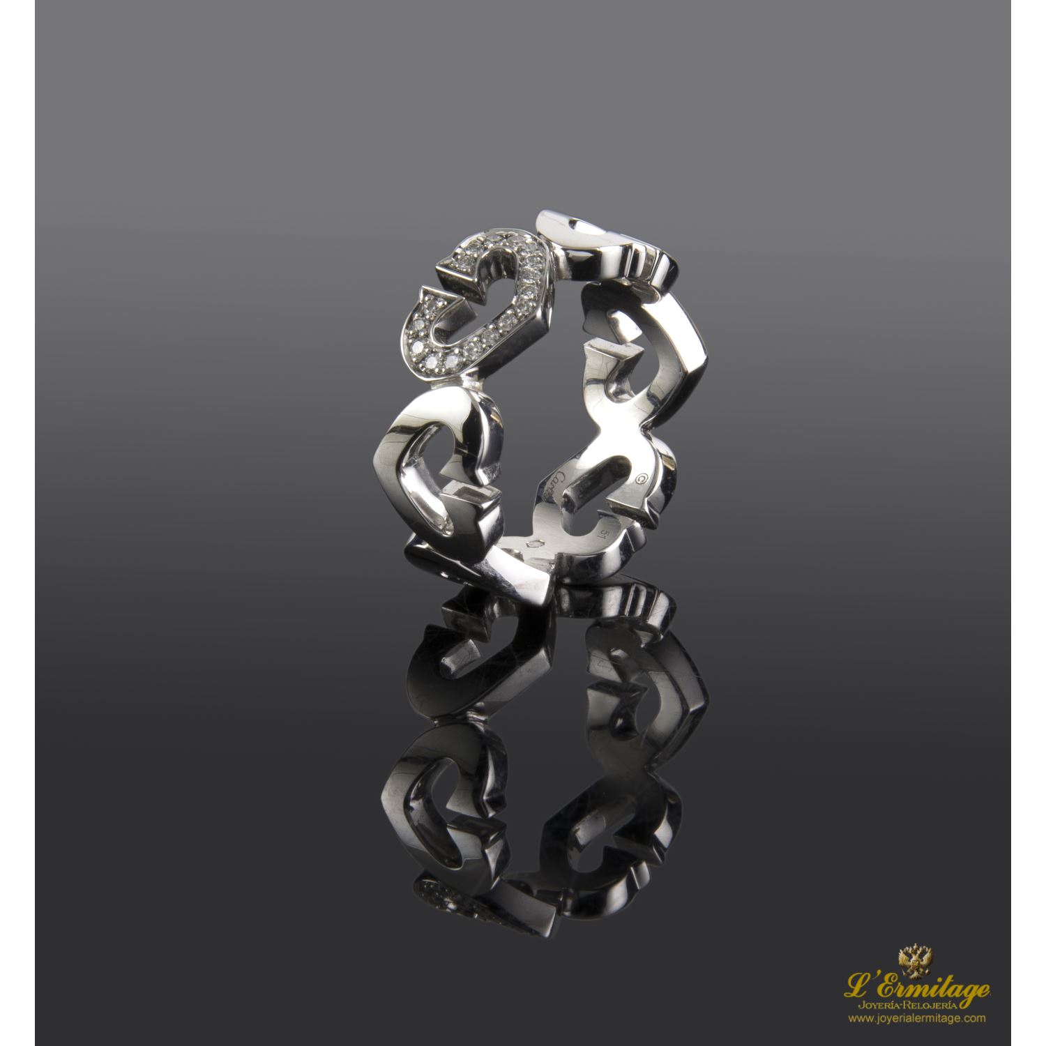 Sortija cartier oro blanco y diamantes 