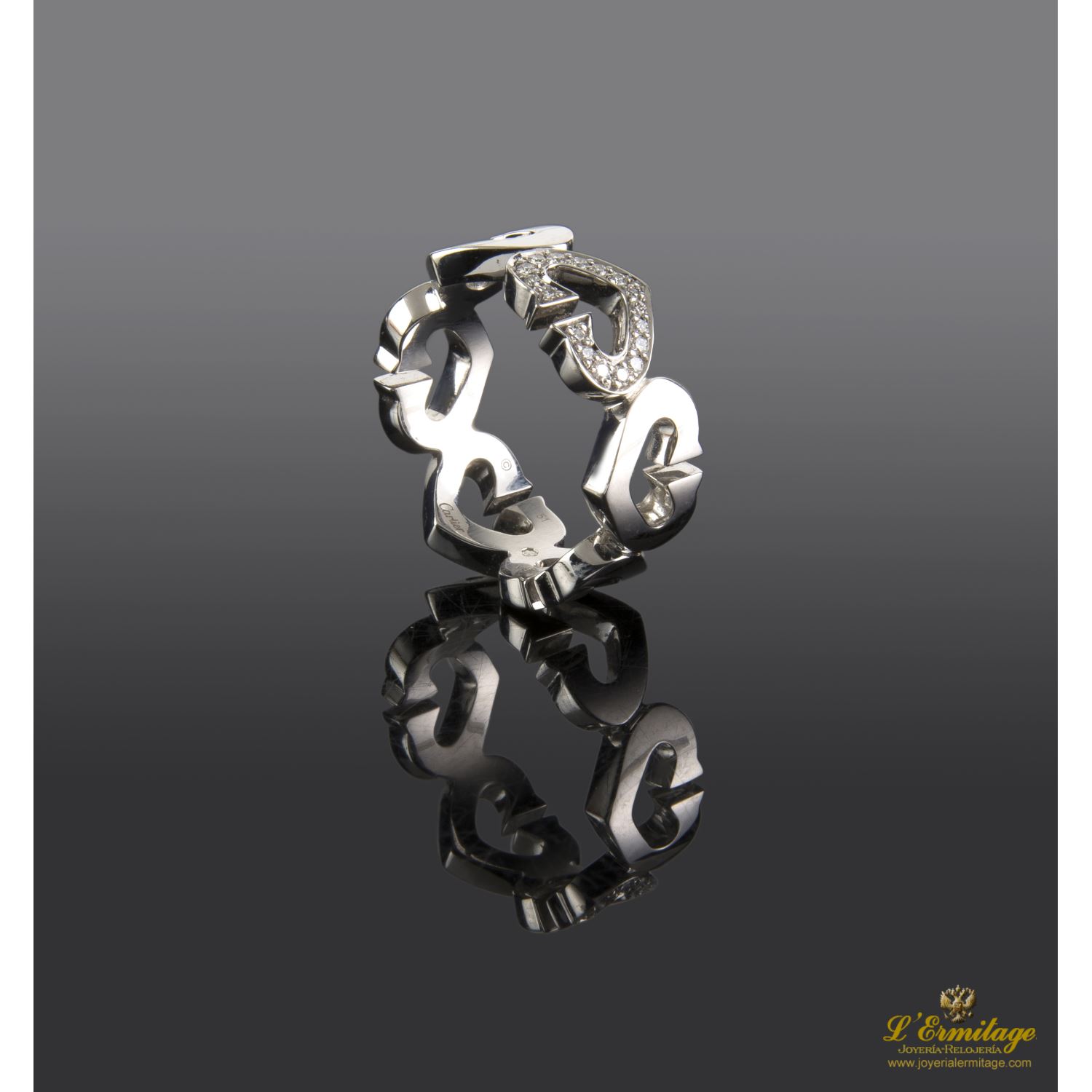 Sortija cartier oro blanco y diamantes 