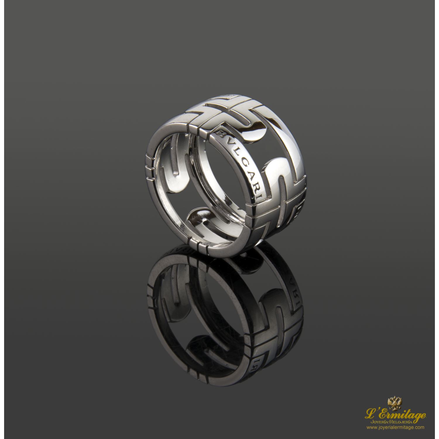 Anillo parentesi oro blanco 18 qt. Talla nº: 53