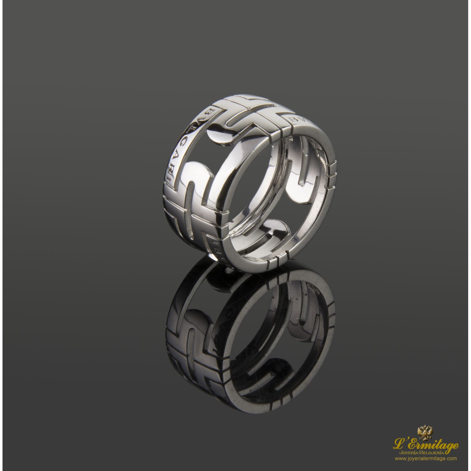 Anillo parentesi oro blanco 18 qt. Talla nº: 53