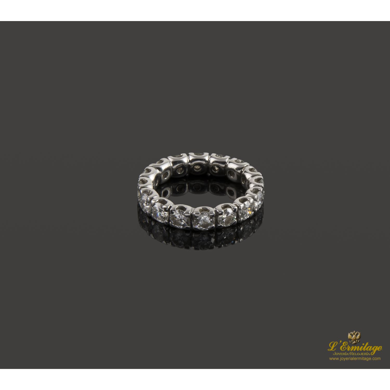 Sortija alianza catalana oro blanco y diamantes. Talla nº 5.