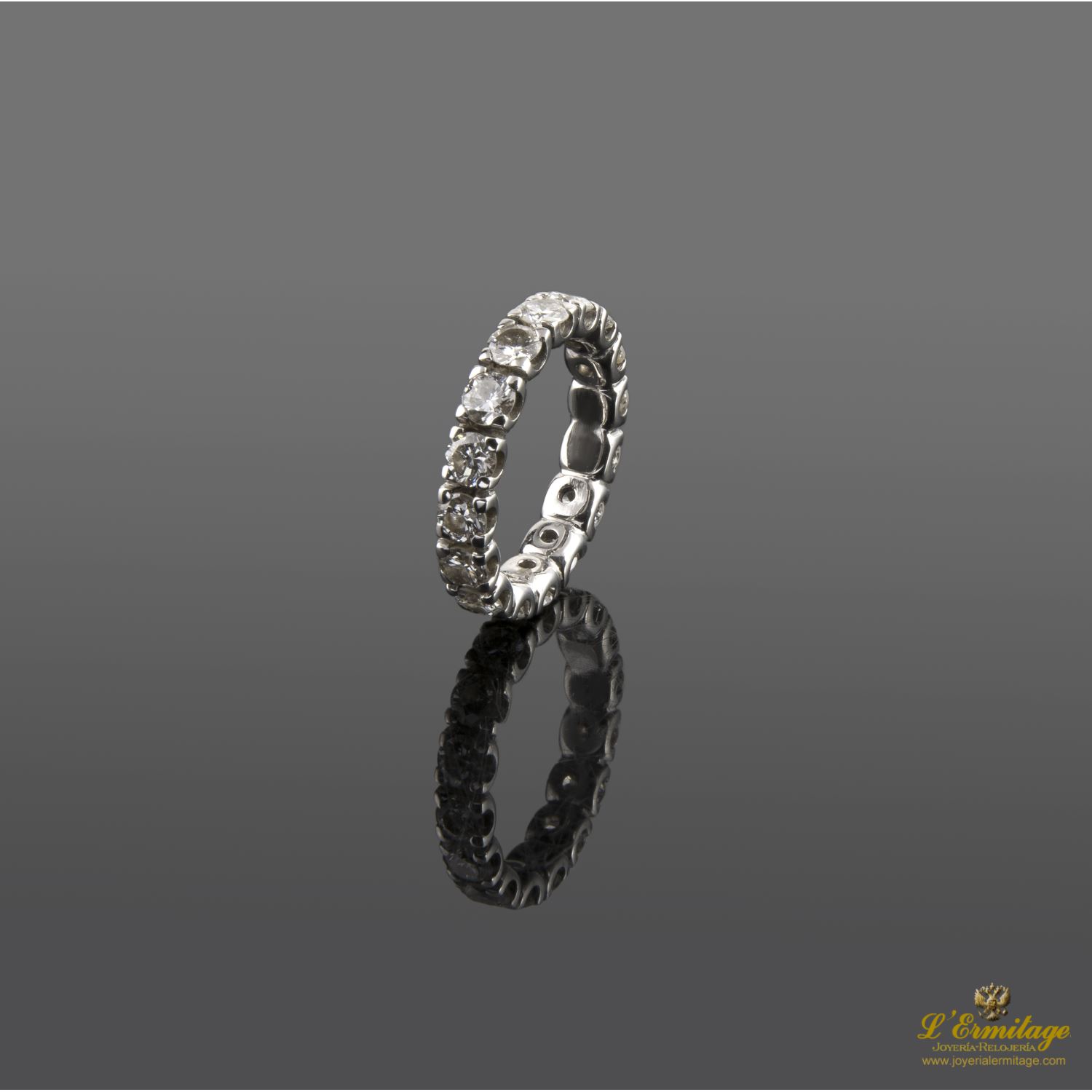 Sortija alianza catalana oro blanco y diamantes. Talla nº 5.