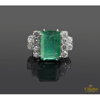 ANILLOS / SORTIJAS<BR>SORTIJA EN ORO BLANCO CON ESMERALDA Y ... · ref.: PRESENTA CERTIFICADO...