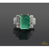 ANILLOS / SORTIJAS<BR>SORTIJA EN ORO BLANCO CON ESMERALDA Y ...