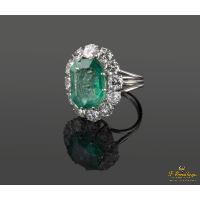 ANILLOS / SORTIJAS<BR>ANILLO ORO BLANCO ESMERALDA Y ORLA DE ...