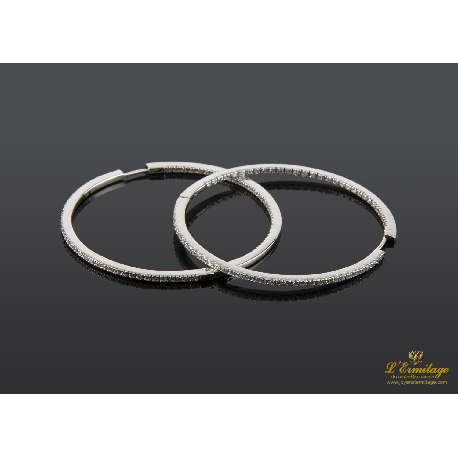 Pendientes oro blanco y diamantes criollas