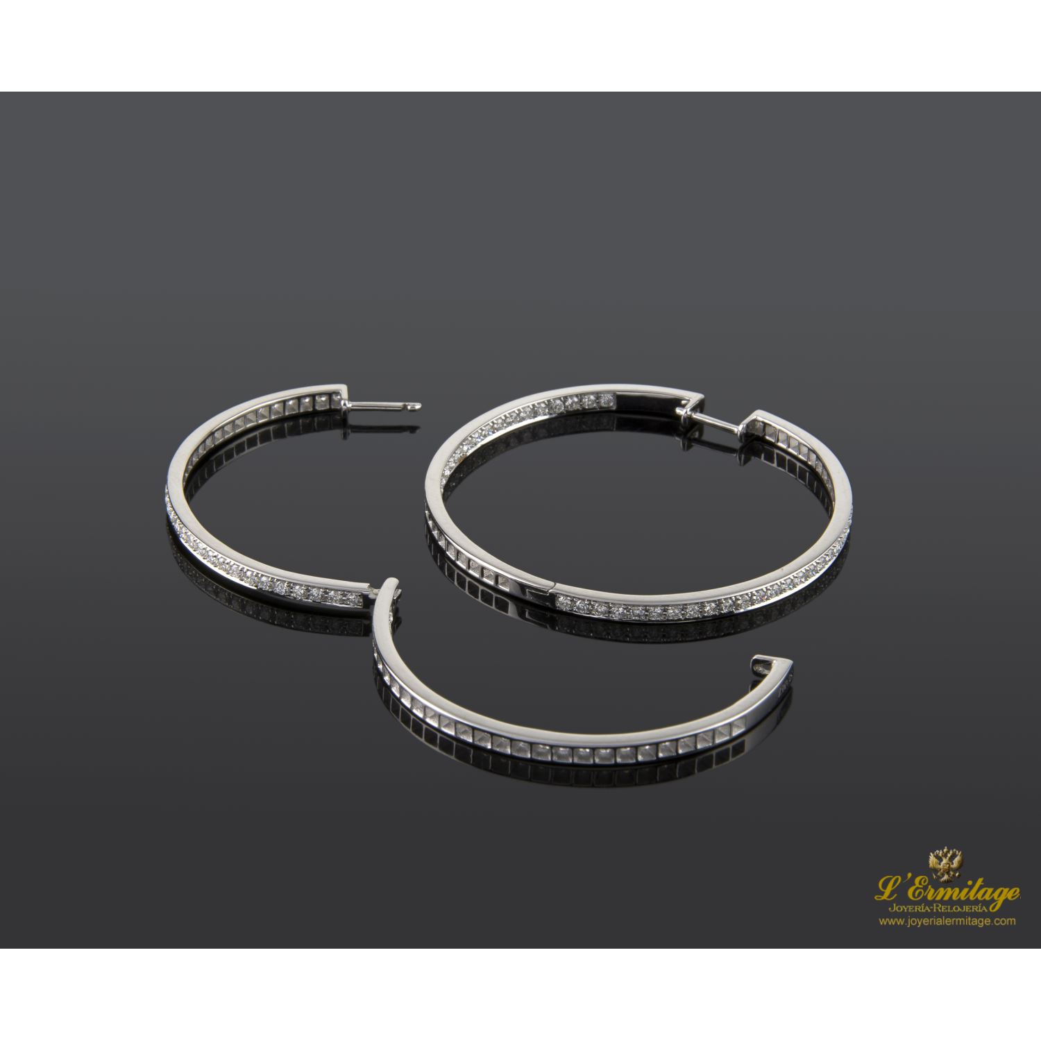 Pendientes oro blanco y diamantes criollas