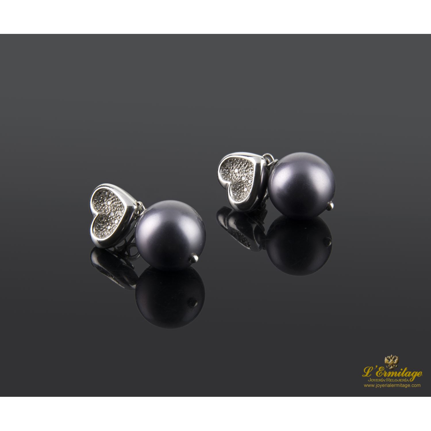 Pendientes oro blanco perla y diamantes