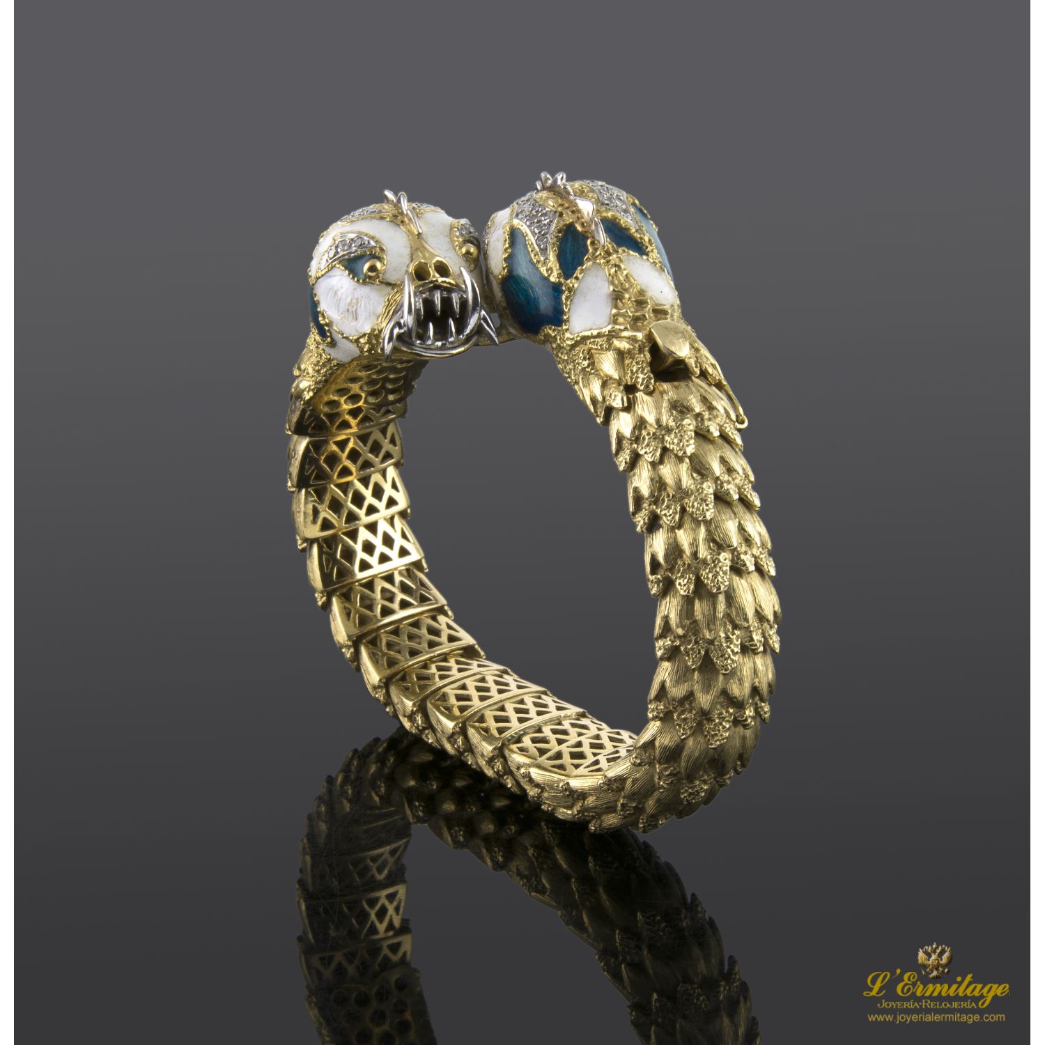 Pulsera articulada carpas oro amarillo y esmalte