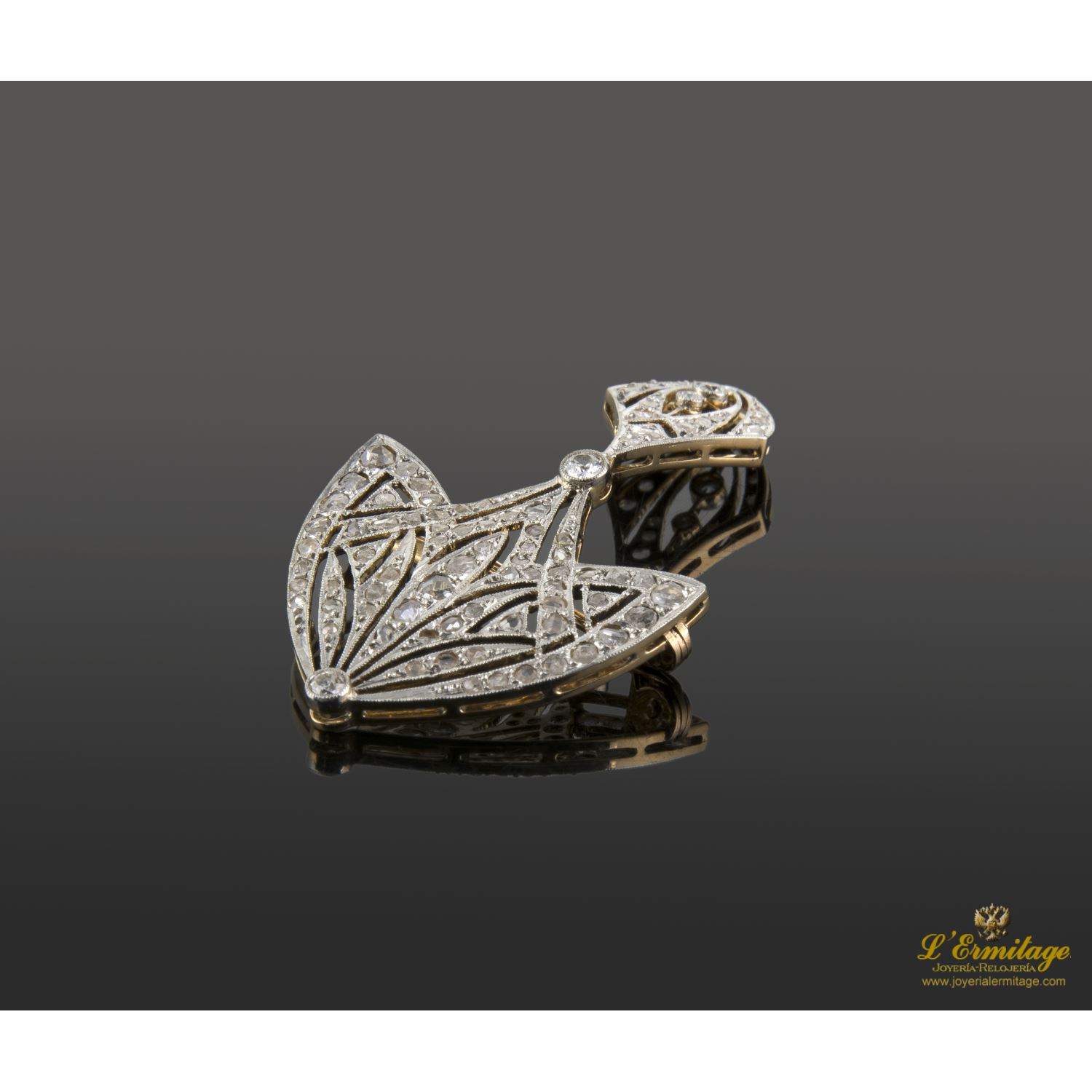 Broche-alfiler oro blanco y diamantes art-decco