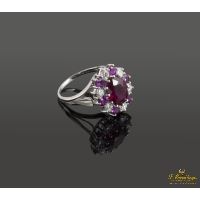 ANILLOS / SORTIJAS<BR>SORTIJA ORO BLANCO RUBÍES Y DIAMANTES