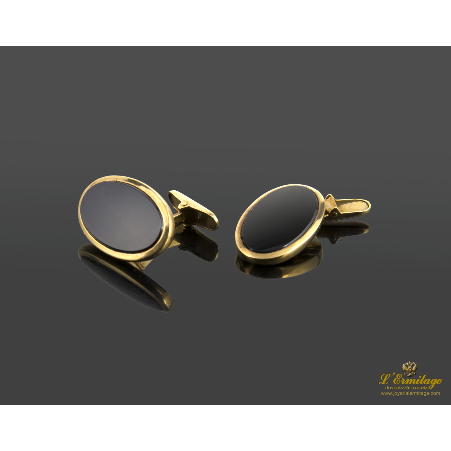 Gemelos oro amarillo y ónix