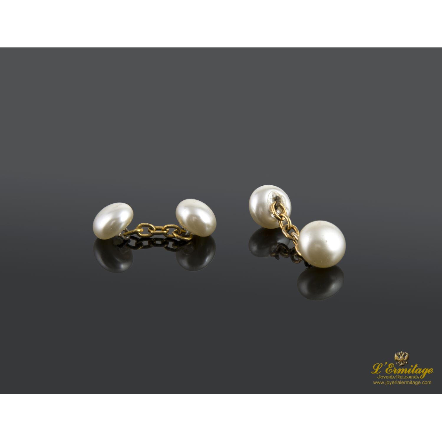 Gemelos oro amarillo y perlas