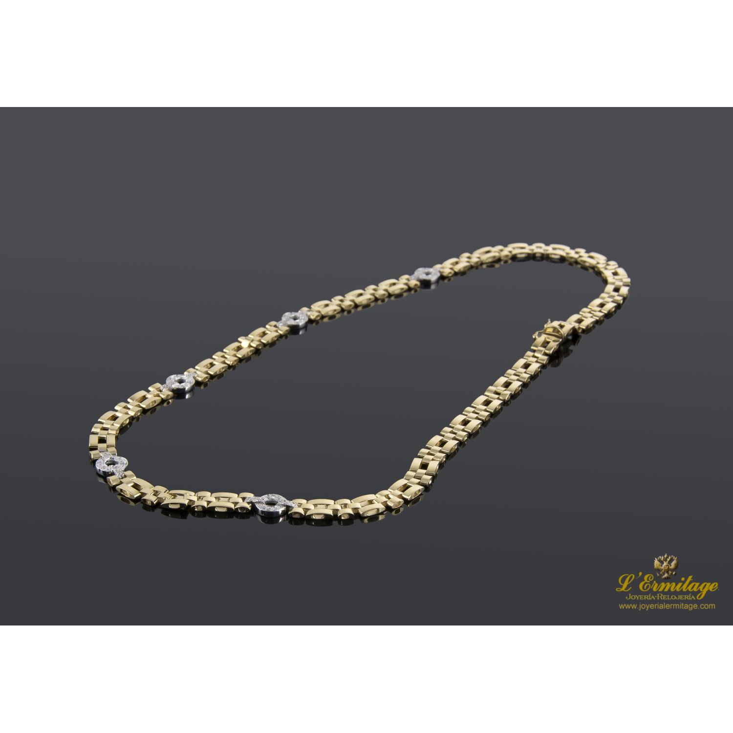 Gargantilla oro amarillo oro blanco y diamantes