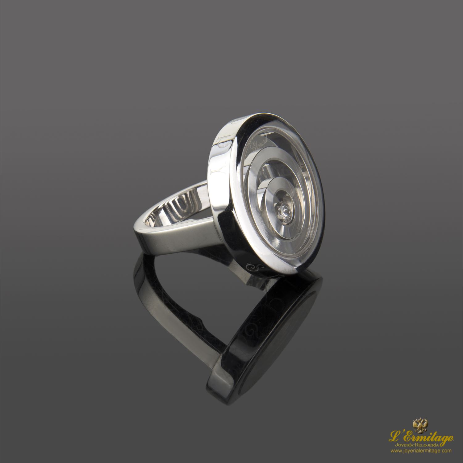 Sortija chopard happy spirit oro blanco y diamante.
