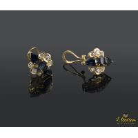 Pendientes oro amarillo zafiros y diamantes